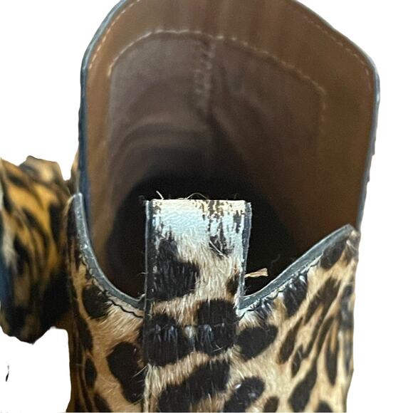 Franco Sarto Leopard Print Calf Hair Ankle Boot Tan Black Size 6 - Picture 5 of 8